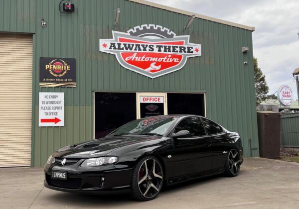 A Holden car in front of the Lara workshop of Always There Automotive.